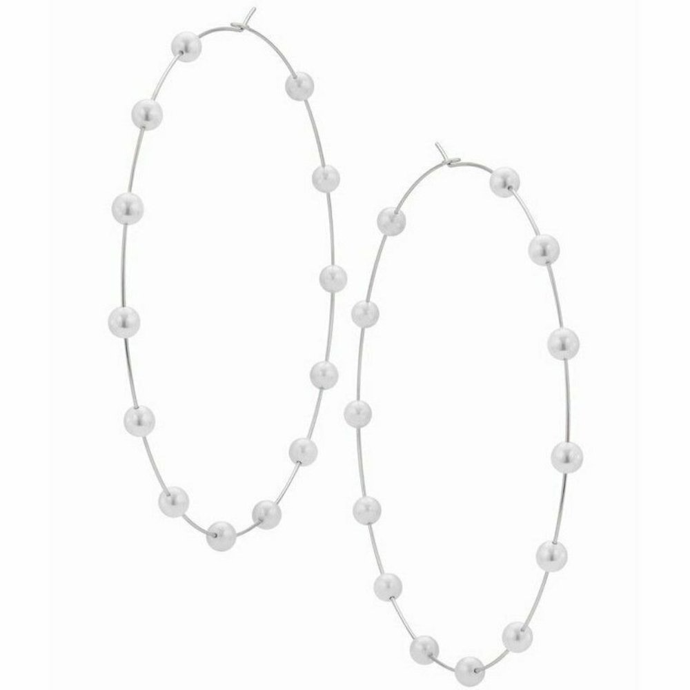 Only 2 left✨ Large Pearl Hoops - Picture 6 of 6